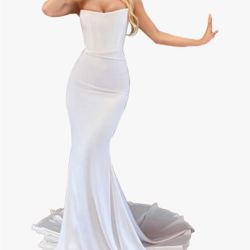 Elegant White Satin Dress